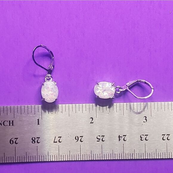 2.0 Ct.Fire Opal Dangling Leverback Earrings on 925 Silver - Women's Jewelry - Picture 10 of 12